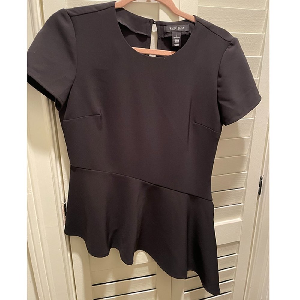 White House Black Market Women's Short Sleeve Black Top